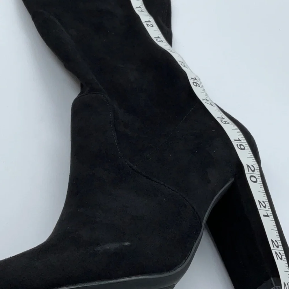 Faux Suede over the knee boots with tie in the back